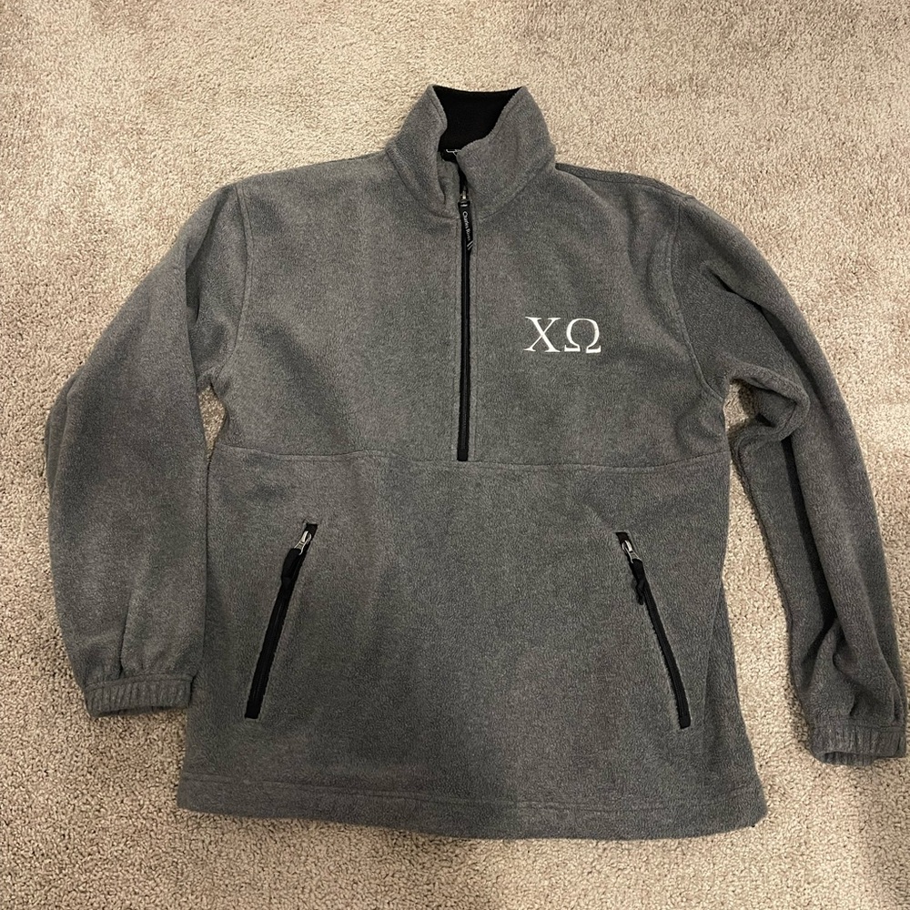 Gray Chi Omega Sorority Quarter-Zip Pullover